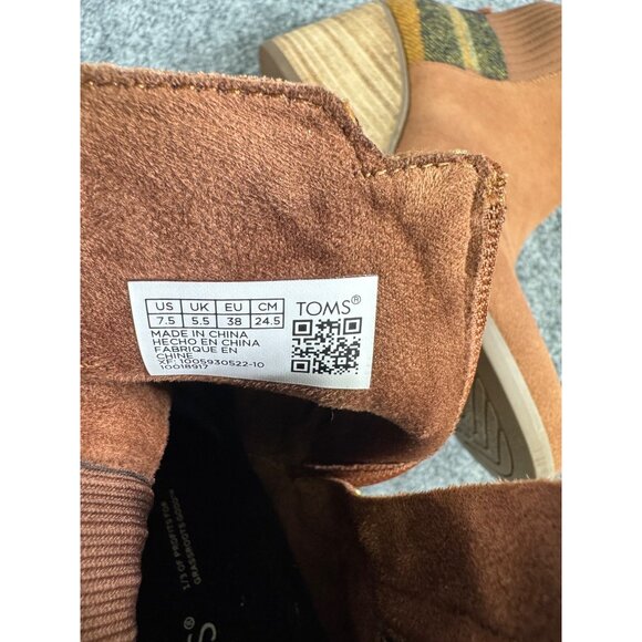Toms Womens 7.5 brown multicolor Plaid Suede Wedge Ankle Boots - Picture 5 of 16